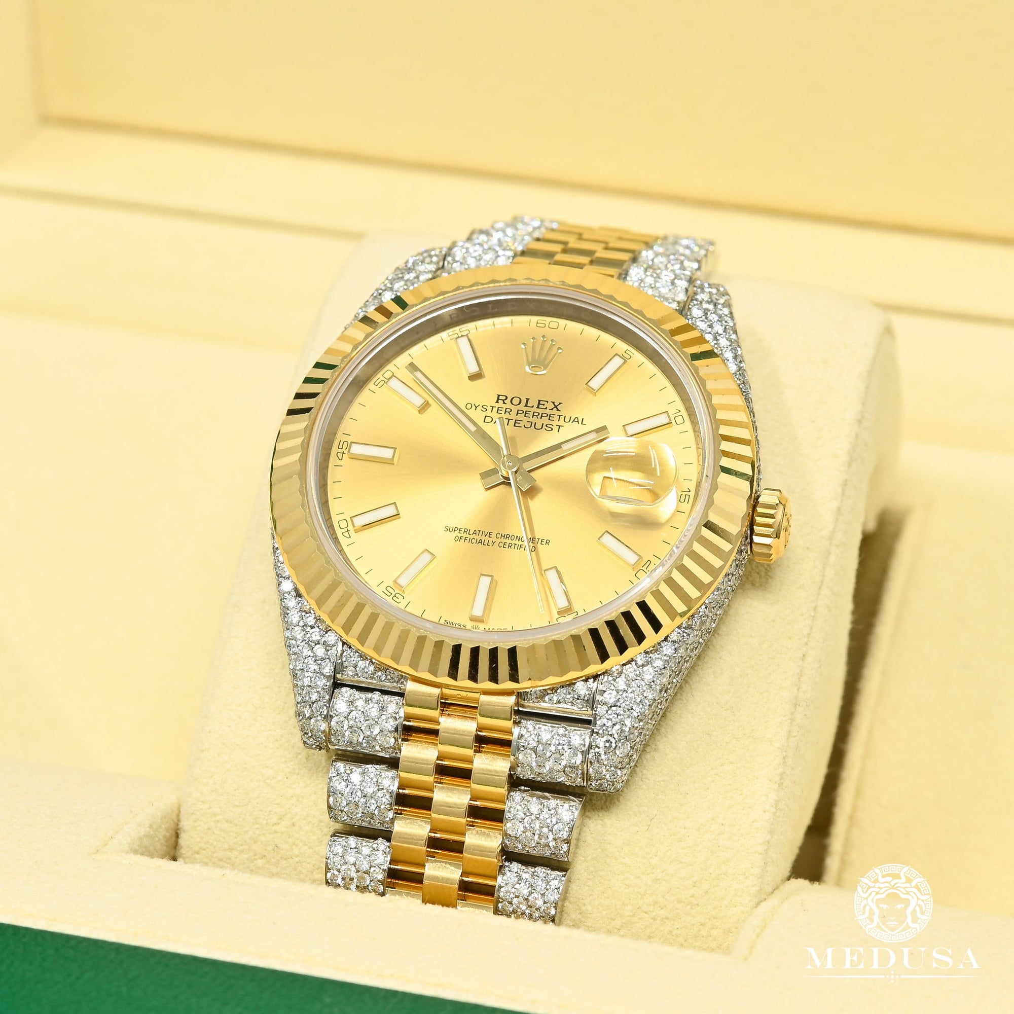 Rolex Watch Rolex Datejust 41mm Champagne Jubilee Fluted Iced