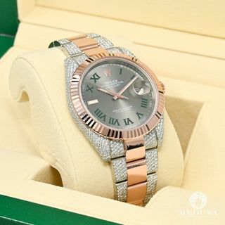 Rolex Datejust 41mm - Wimbledon Fluted Everose Iced - Or Rose 2 Tons
