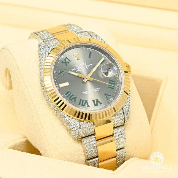 Rolex Watch | Rolex Datejust 41mm - Wimbledon Fluted Iced Men's