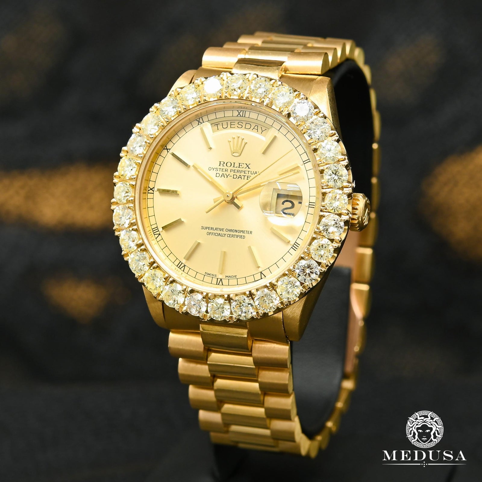 Montre Rolex | Montre Homme Rolex President Day-Date 36mm - Iced Champagne Or Jaune