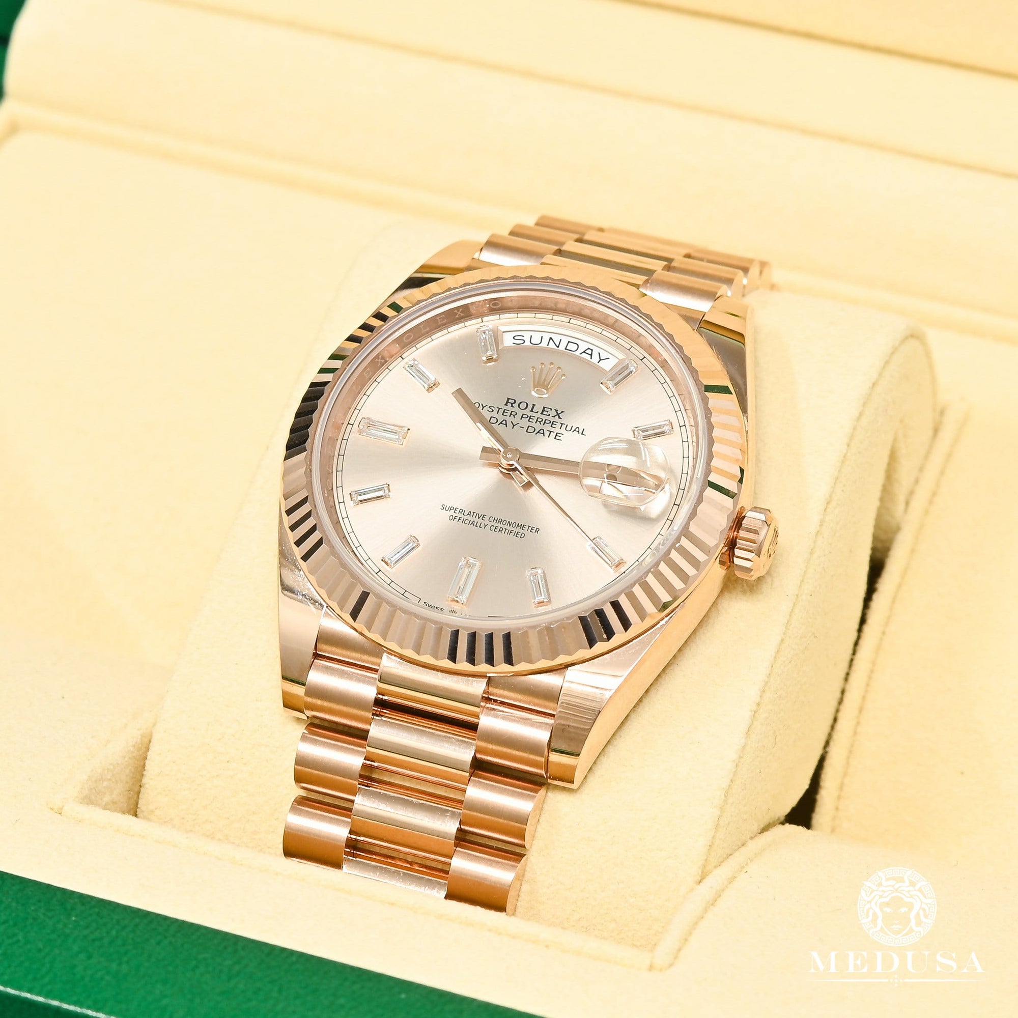Montre Rolex | Montre Homme Rolex President Day-Date 40mm - Baguette Rose Gold Or Rose