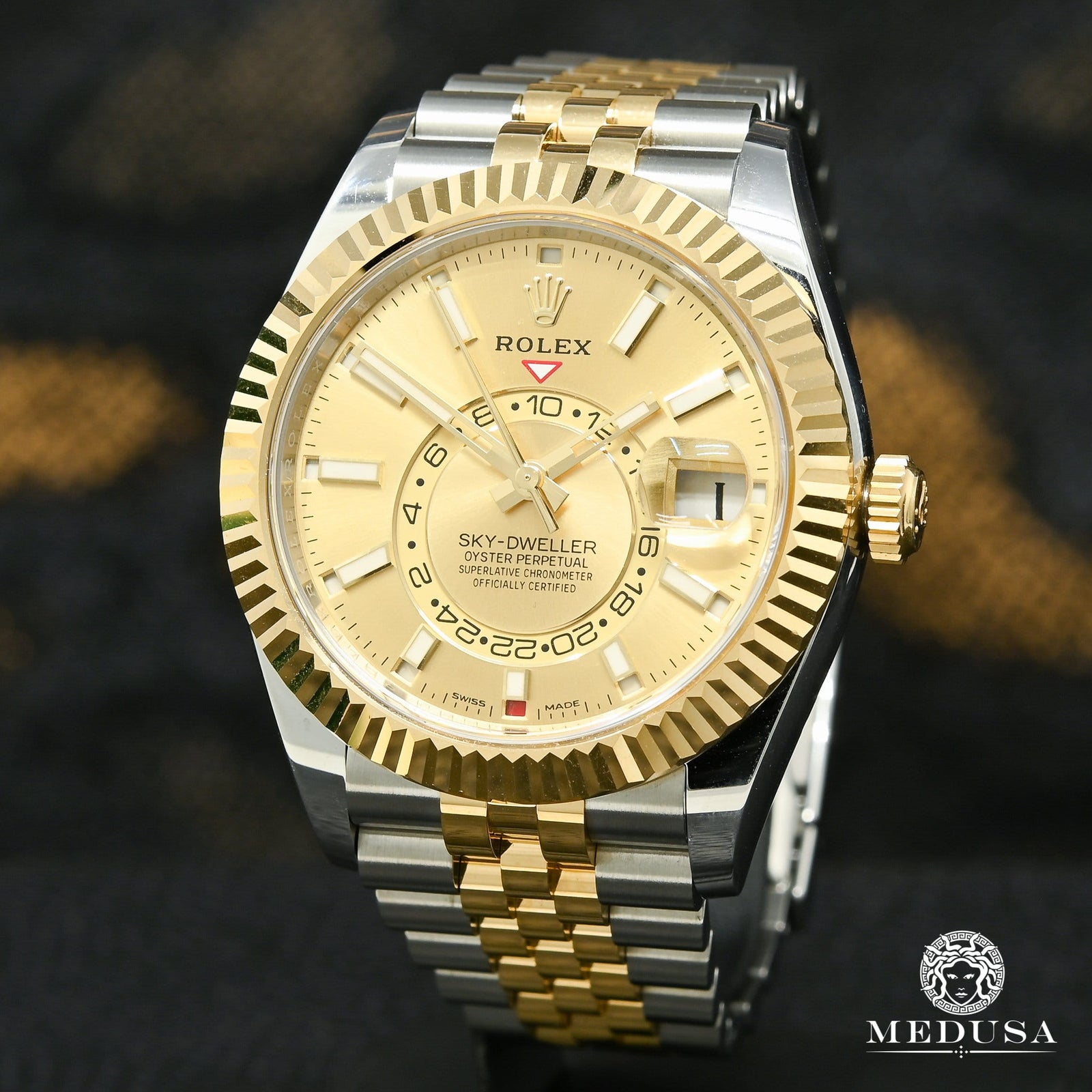 Montre Rolex | Montre Homme Rolex Sky-Dweller 42mm - Champagne Jubilee Or 2 Tons