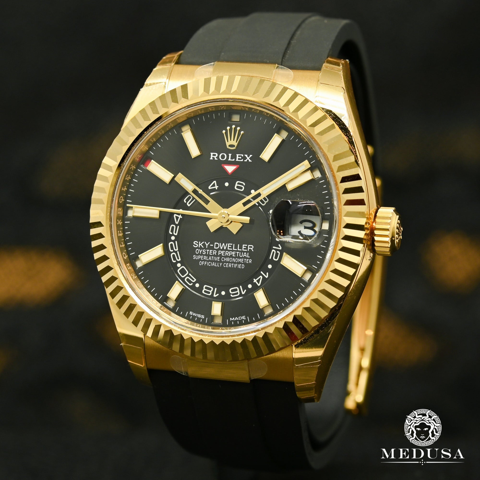 Rolex watch | Rolex Sky-Dweller Men's Watch 42mm - OysterFlex Black Yellow Gold