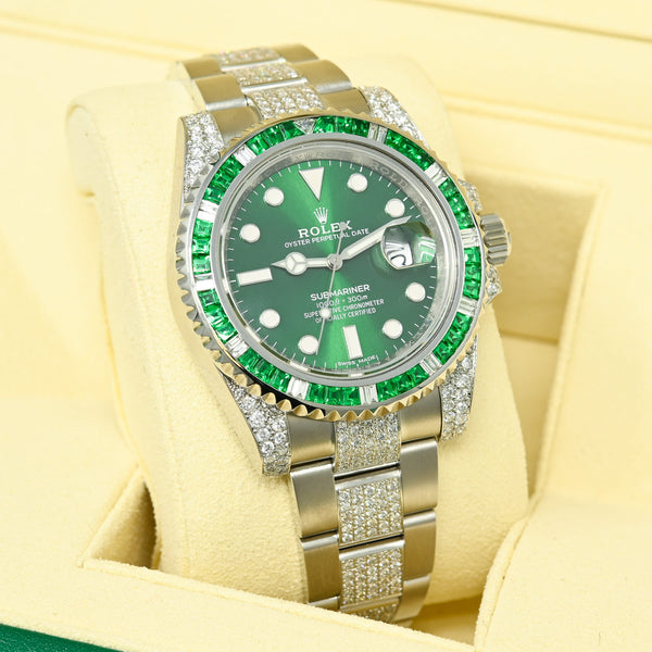 Rolex Watch Rolex Submariner 40mm Hulk Iced Emerald Men's