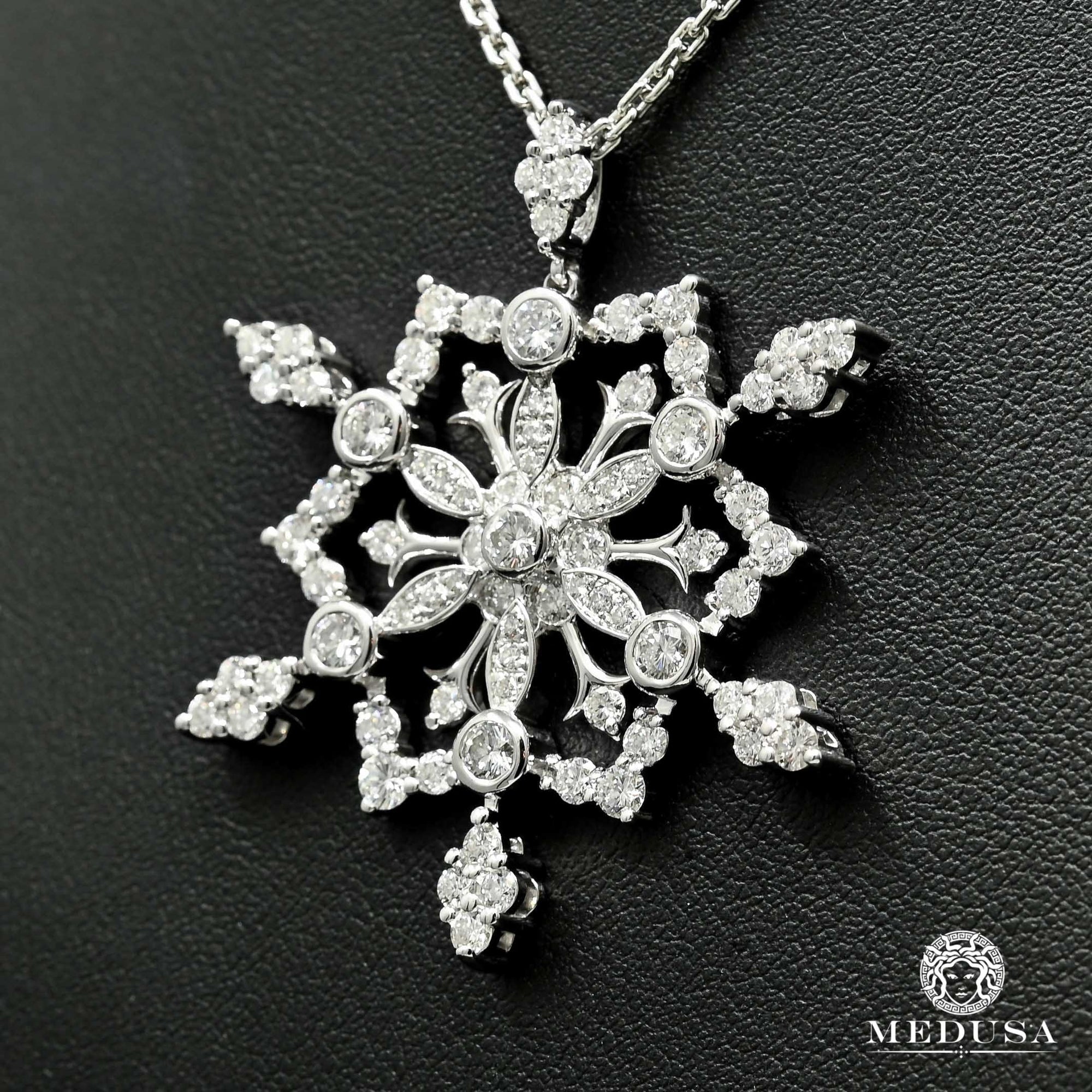 Collier en Or 18K | Collier Femme Snowflake X1 Or Blanc