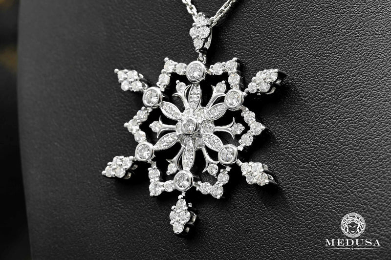 18K Gold Necklace | Women&#39;s Necklace Snowflake X1 White Gold