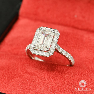 Solitaire D8 - 1.75CT Halo Emerald Cut - Platine