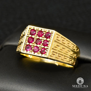 Square D11 - Ruby  - 10K / Yellow Gold