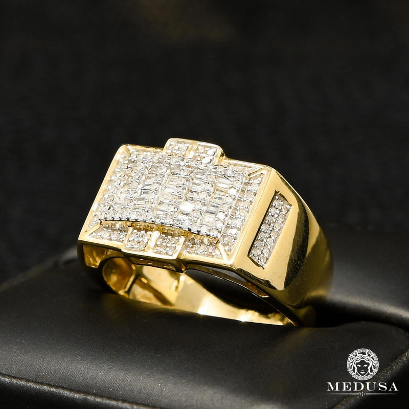 Anillo de oro de 10 quilates con diamantes Square D20 Anillo