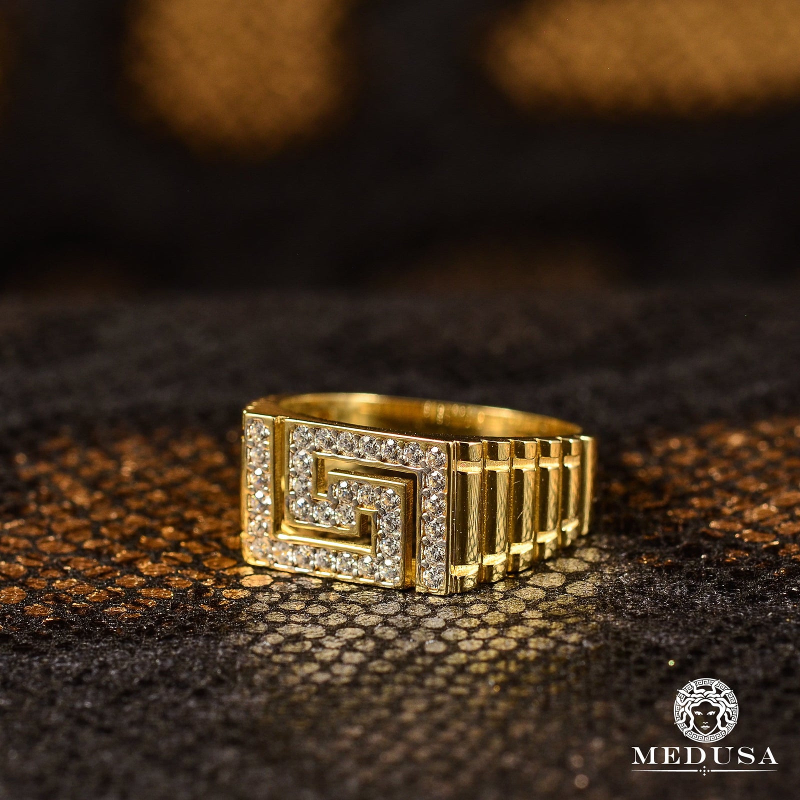 10K Gold Ring | Men's Ring Square H18 Yellow Gold