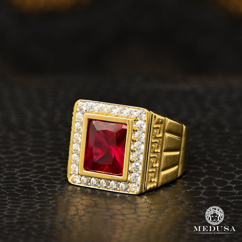 10K Gold Ring Stone H6 Men's Ring Medusa Jewelry