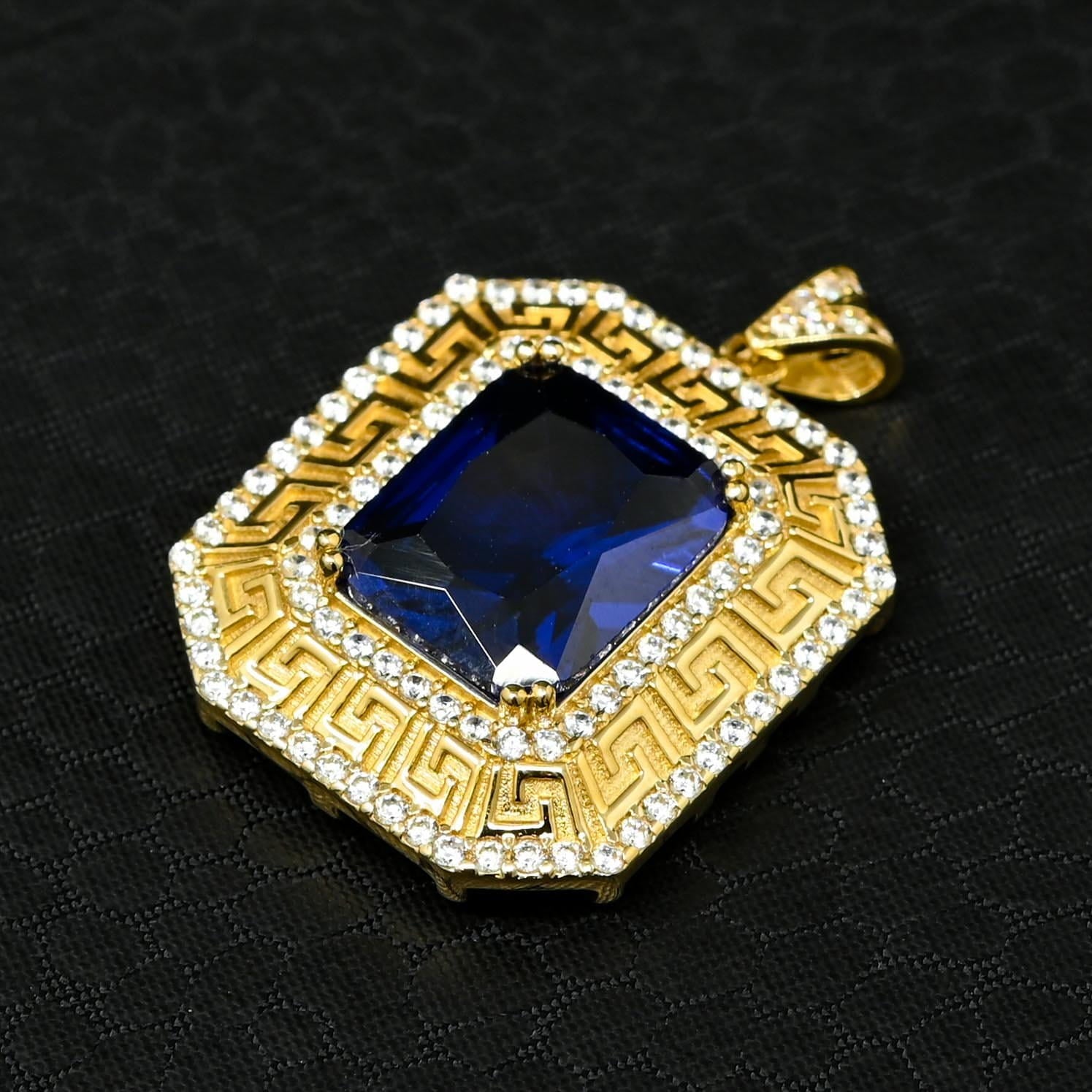 Pendentif en Or 10K | Pendentif Divers Stone X3 Or Jaune / Saphir